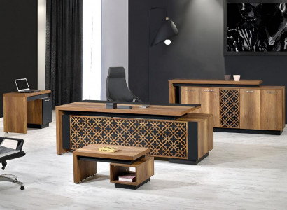 Komplettbüro Büromöbel Schreibtisch Büro Bürotisch Set 4tlg Holz Braun