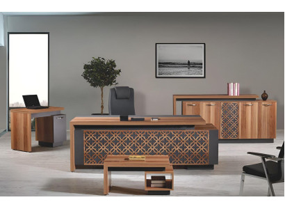 Bürotisch Büromöbel Komplettbüro Schreibtisch Set 4tlg Holz Braun Büro