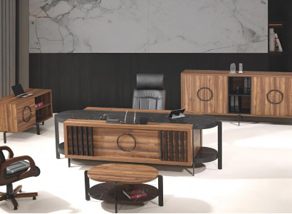 Luxus Komplette Büro Schreibtisch Bürotisch Set 4tlg Holz Braun Tisch