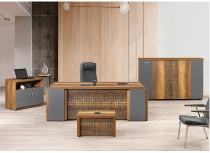 Bürotisch Büromöbel Komplettbüro Schreibtisch Set 4tlg Holz Braun Büro