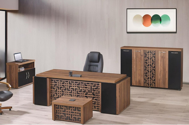 Komplettbüro Büromöbel Schreibtisch Büro Bürotisch Set 4tlg Holz Braun