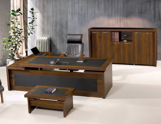 Eckbürotisch Komplette Büro Bürotisch Set 3tlg Holz Braun Büromöbel