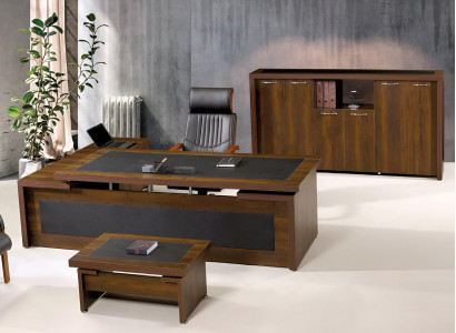 Eckbürotisch Komplette Büro Bürotisch Set 3tlg Holz Braun Büromöbel