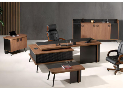 Komplettbüro Büromöbel Schreibtisch Büro Bürotisch Set 4tlg Holz Braun