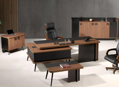 Komplettbüro Büromöbel Schreibtisch Büro Bürotisch Set 4tlg Holz Braun