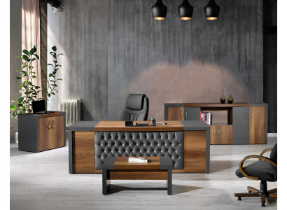Komplettbüro Büromöbel Schreibtisch Büro Bürotisch Set 4tlg Holz Braun