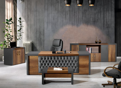 Komplettbüro Büromöbel Schreibtisch Büro Bürotisch Set 4tlg Holz Braun