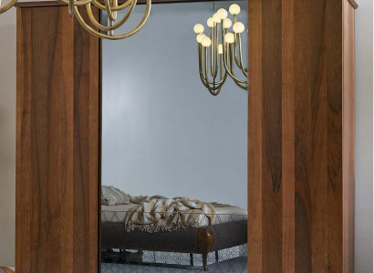 Kleiderschrank Schrank Holzschrank Braun Spiegel Schlafzimmerschrank