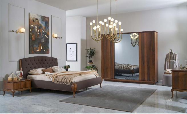 Komplette Schlafzimmer Bett Doppelbett Set 4tlg Schlafzimmer Braun Neu