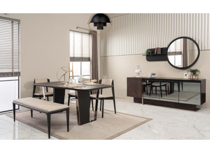 Esszimmer Essgruppe Esszimmermöbel Essecke Set 8tlg Holz Braun Tisch