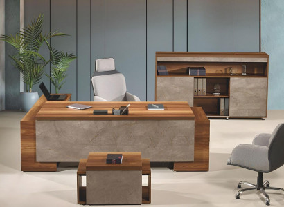 Komplettbüro Büromöbel Eckbürotisch Büro Bürotisch Set 3tlg Holz Braun