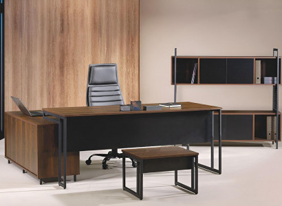 Arbeitszimmermöbel Komplettbüro Eckbürotisch Büro 3tlg Holz Braun Set