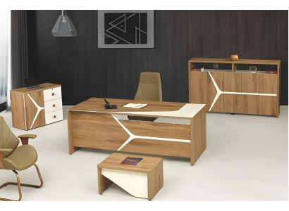 Komplettbüro Schreibtisch Büro Bürotisch Set 4tlg Holz Braun Modern