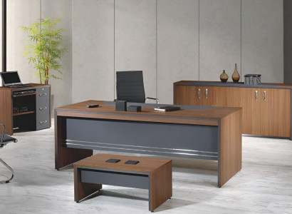 Arbeitszimmermöbel Komplettbüro Schreibtisch Set 4tlg Holz Braun Tisch