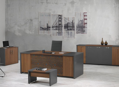 Bürotisch Büromöbel Komplettbüro Schreibtisch Set 4tlg Holz Braun Büro