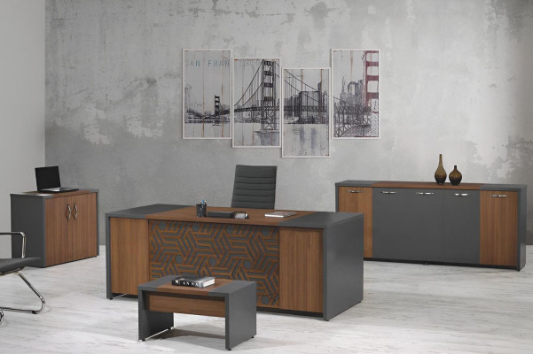 Komplettbüro Bürotisch Büromöbel Schreibtisch Set 4tlg Holz Braun Büro