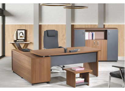 Gruppe Büro Eckbürotisch Arbeitszimmermöbel Schrank 3tlg Holz Braun