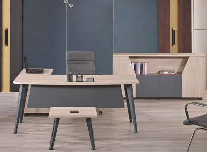 Eckbürotisch Arbeitstisch Komplettbüro Büromöbel 3tlg Holz Set Grau