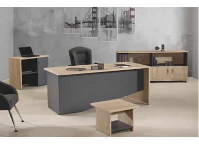 Tisch Büro Möbel Arbeitszimmermöbel Schreibtisch Set 4tlg Holz Grau
