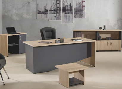 Tisch Büro Möbel Arbeitszimmermöbel Schreibtisch Set 4tlg Holz Grau