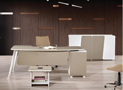 Komplettbüro Büromöbel Schreibtisch Büro Bürotisch Set 3tlg Holz Beige