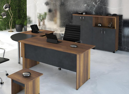 Computermöbel Arbeitstisch Büromöbel Eckbürotisch 3tlg Holz Set Grau