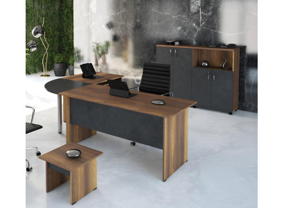 Eckbürotisch Computermöbel Arbeitstisch Büromöbel 3tlg Holz Set Braun