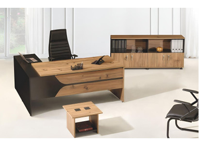 Büromöbel Braun Set 3tlg Eckbürotisch Komplettbüro Schrank Holz Gruppe