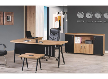 Büro Computermöbel Arbeitstisch Büromöbel Tisch 3tlg Holz Set Schwarz