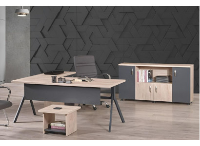Komplettbüro Büromöbel Eckbürotisch Büro Bürotisch Set 3tlg Holz Grau
