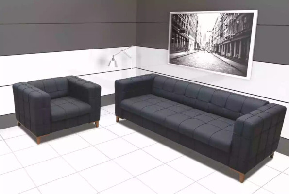 Polster Sitzgruppe Sofas Luxus Couchgarnitur Dreisitzer Sessel Textil 3+1