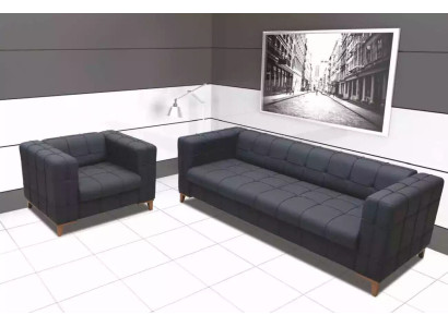 Polster Sitzgruppe Sofas Luxus Couchgarnitur Dreisitzer Sessel Textil 3+1