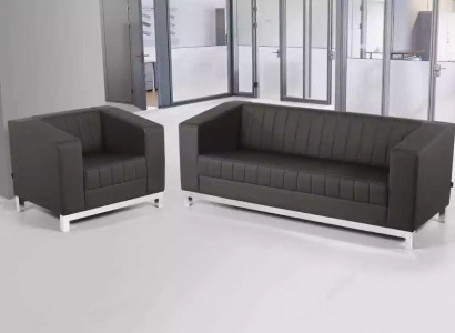 Graue Luxus Sofagarnitur Dreisitzer Sessel Polstermöbel Couch Set 2tlg 3+1