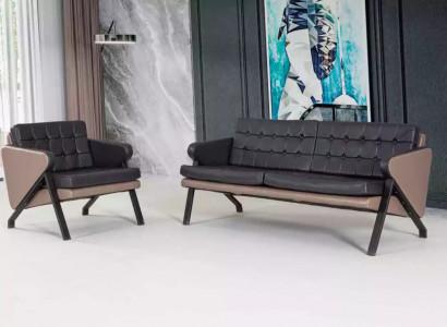 Moderne Sofagarnitur Luxus Zweisitzer Sessel Polster Design Arbeitsmöbel 2+1