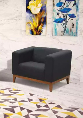 Polstermöbel Graue Sofagarnitur Dreisitzer Sessel Set Arbeitszimmer Set 3+1