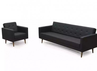 Komplette Sofagarnitur Sessel Dreisitzer Stil Möbel Arbeitszimmer 3+1