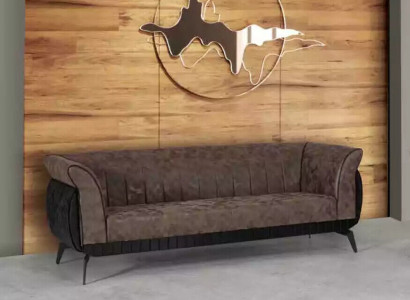 Brauner Dreisitzer Arbeitszimmer Sofa Luxus Designer Möbel Büro Couch