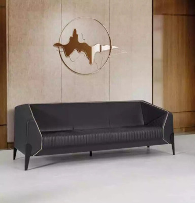Schwarzes Ledersofa Büromöbel Wohnzimmer Neue Couch Luxus Polstersofas