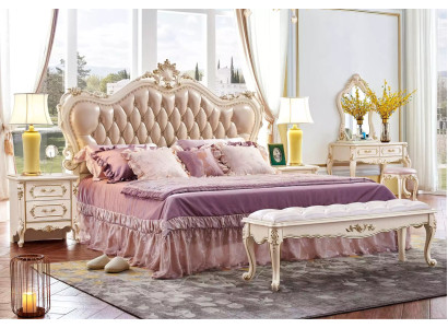 Schlafzimmer Set chesterfield Bett 2x Nachttische klassisch Möbel 3tlg