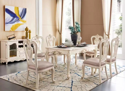 Esszimmer Set luxuriös Esstisch 6x Stühle klassische Möbel 7tlg neu