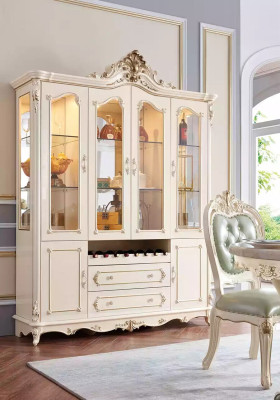Vitrine Holz klassische Wohnzimmermöbel neue Luxus InteriCHF perlweiß