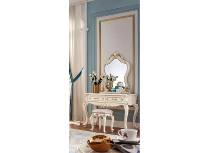 Schlafzimmer Set klassisch Möbel Schminktisch mit Spiegel Hocker 2tlg