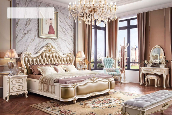 Schick Klassischer Schlafzimmer Set Schminktisch mit Spiegel + Hocker 2tlg