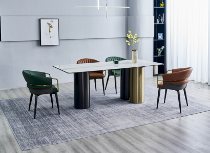 Esszimmergruppe Designer Garnitur Esstisch 4x Kunstleder Stühle 5tlg