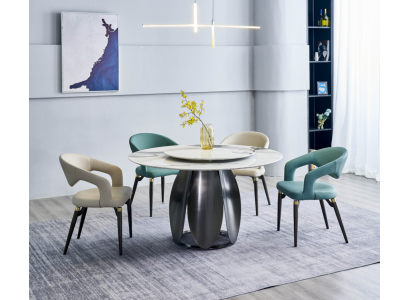 Esszimmer Set Stilvoller Rundtisch 4x Stühle Esstisch Esszimmermöbel