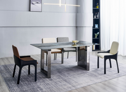 Essgruppe Designer 4x Stühle Moderne Sitzgruppe Luxus Rechteckiger Tisch