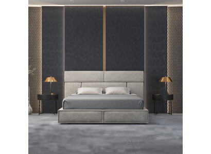 Graues Doppelbett Design Betten Schlafzimmer Möbel Lederbett Holzgestell