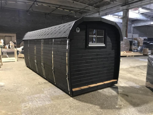 Holzsauna Außensauna Holz Kiefernholz Saunahaus Panorama Zimmer 590x230x260