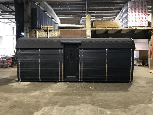 Holzsauna Außensauna Holz Kiefernholz Saunahaus Panorama Zimmer 590x230x260