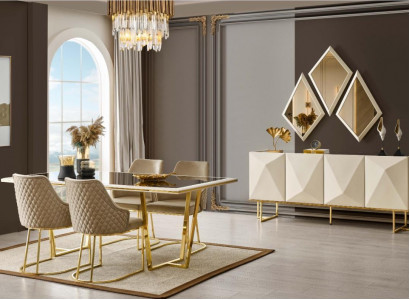 Luxus Essecke Essgruppe Esstisch Stühle Beige Set 11tlg Esszimmer